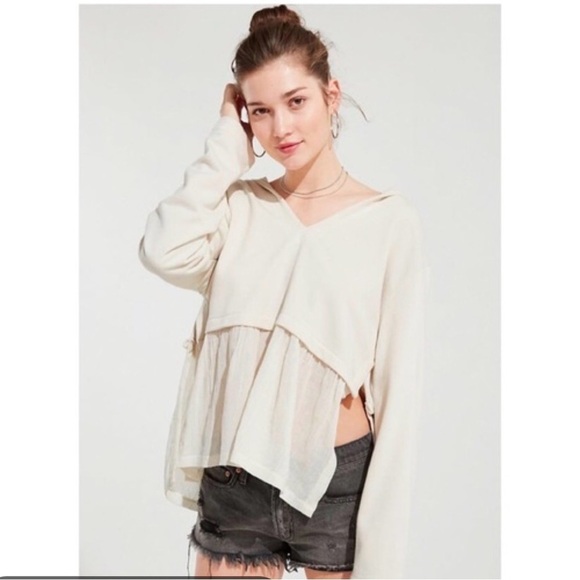 Urban Outfitters Tops - Urban Outfitters Oversized Lumiere Lightweight Peplum Hooded Shirt